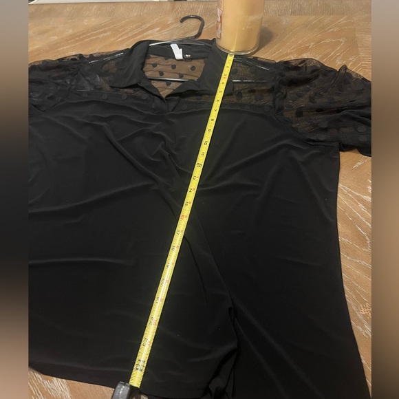 T.J.Maxx Black Sheer Polka Dot Blouse - Picture 9 of 10
